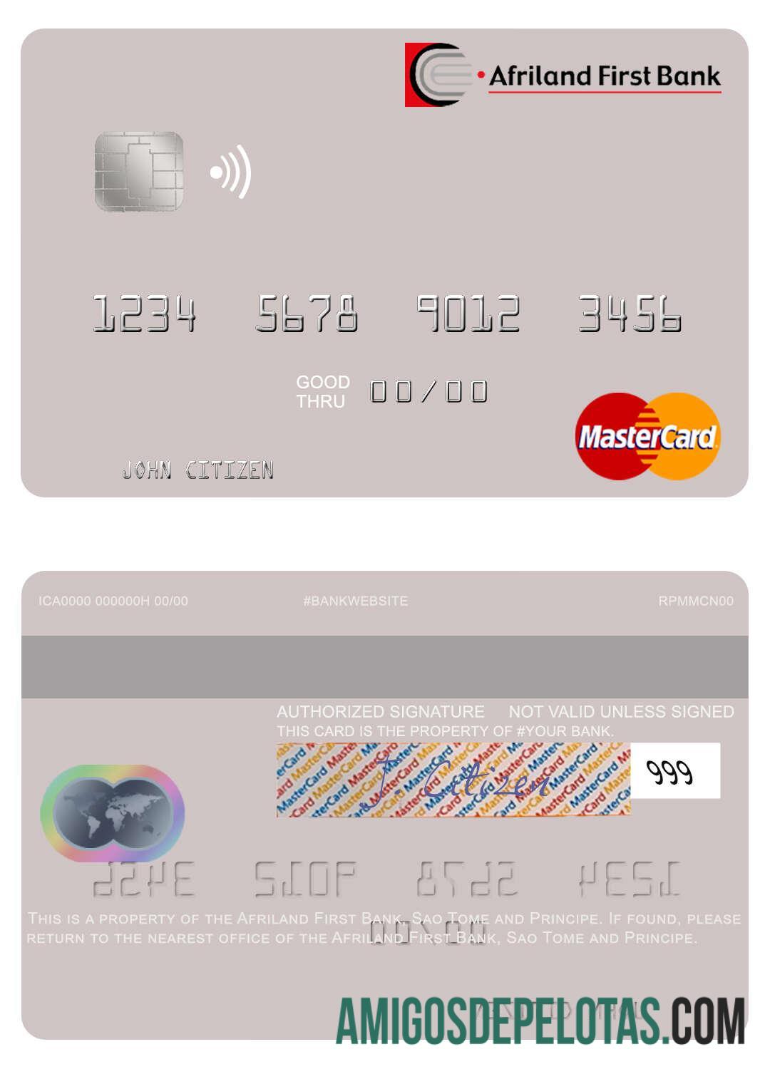 São Tomé e Príncipe Afriland First Bank Mastercard amostra